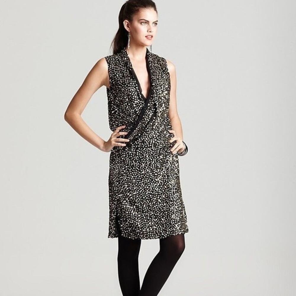 Diane von Furstenberg Black Gold Issie Sequin Dress - Size 4